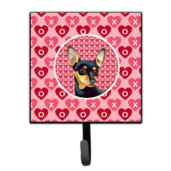 Carolines Treasures LH9155SH4 Min Pin Hearts Love and Valentines Day Portrait Leash or Key Holder Single Hook multicolor
