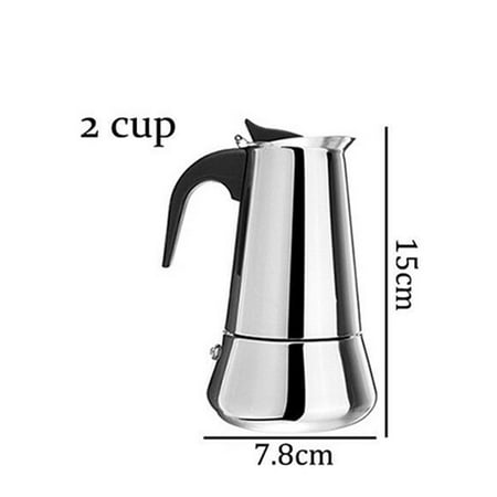 

Stainless Steel Coffee Pot Mocha Espresso Latte Percolator Stove Coffee Maker Pot Percolator Drink Tool Cafetiere Latte Stovetop (100ml)