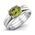 thumbnail image 2 of 7X5mm Oval Peridot 925 Sterling Silver Three Shank Solitaire Women Valentines Day Gifts Ring, 2 of 3