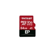Patriot EP Series 64GB Micro SDXC V30 A1 UHS-I U3 4K UHD Memory Card - with SD Adapter - PEF64GEP31MCX