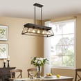 thumbnail image 4 of 5-Light Dining Room Chandelier Light Fixtures,Farmhouse Rustic Vintage Antique Linear Chandeliers Pendant Ceiling Light Fixture with Adjustable Height, Blackish gold for Kitchen Island Bar Office, 4 of 10