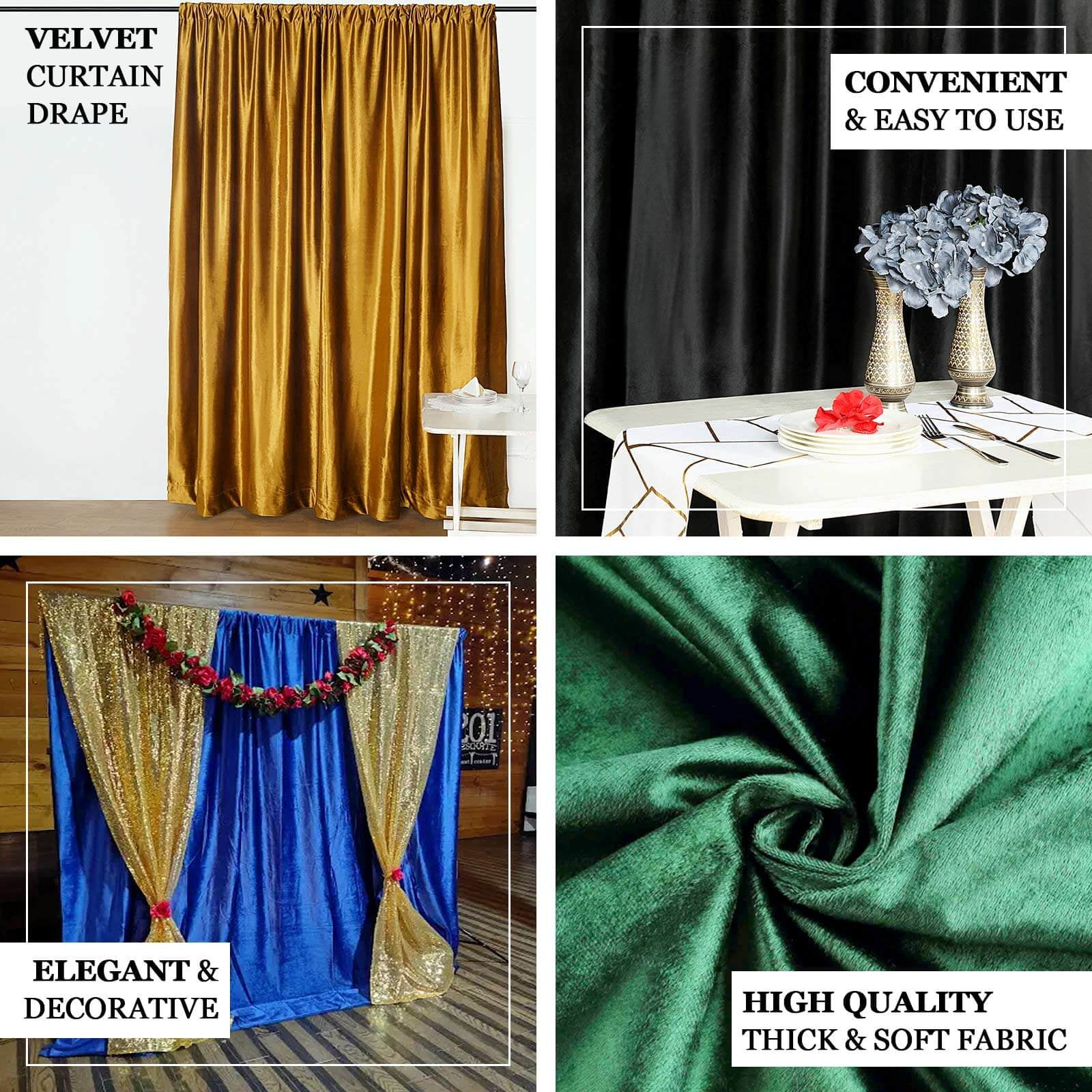 Efavormart 8Ft H x 8Ft W Premium CHARCOAL GREY Velvet Backdrop Curtain Panel Drape Background For Events