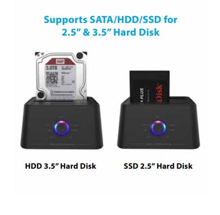 V7 USB 3.0 Dual Bay HDD Docking Station, Black