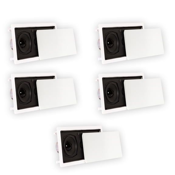 Theater Solutions TSLCR5 Flush Mount Speakers Dual Woofer In Wall 5 Pack