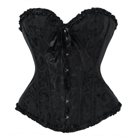 

SAYFUT Fashion Women s Jacquard Overbust Corset Intimates Lace-up Busiter Shapewear