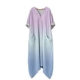 thumbnail image 5 of Mifsaly Flowy Dresses for Women 3/4 Sleeve V Neck Maxi Kaftan Dress Comfy Daily Wear Oversized Loose Summer Sundress with Pockets XL, 5 of 7