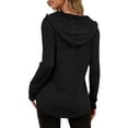 thumbnail image 3 of Shine Up Hoodies for Women Ribbed V Neck Knit Pullover Sweater Fall Hooded Sweatshirts, 3 of 4