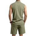 thumbnail image 5 of BVOFAR Mens 2 Piece Outfits Summer Casual Short Sets Comfy Lace Up Hippie Tank Tops and Drawstring Shorts Renaissance Medieval Tunic Beach Vacation 2 Piece Sets Army Green XXL, 5 of 10