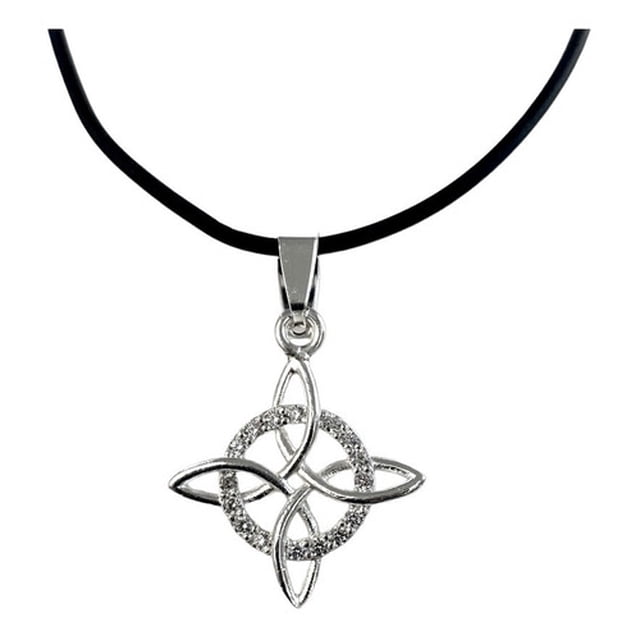 JOYARIS Collar De Caucho Ajustable Nudo De Bruja Zirconias Plata 925 DM-0000623