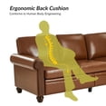 thumbnail image 5 of 81" Vegan Leather Sofa 3-Seater Couch With Wooden Decoration Rolled Arms, Camel, 5 of 9