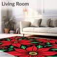 thumbnail image 2 of ODIKA 2'x3' Machine Washable Non-Slip Area Rug, DIY Making Kit Festive Poinsettia Blossom Artwork High Traffic Rug with Pad, Red, 645036, 2 of 8