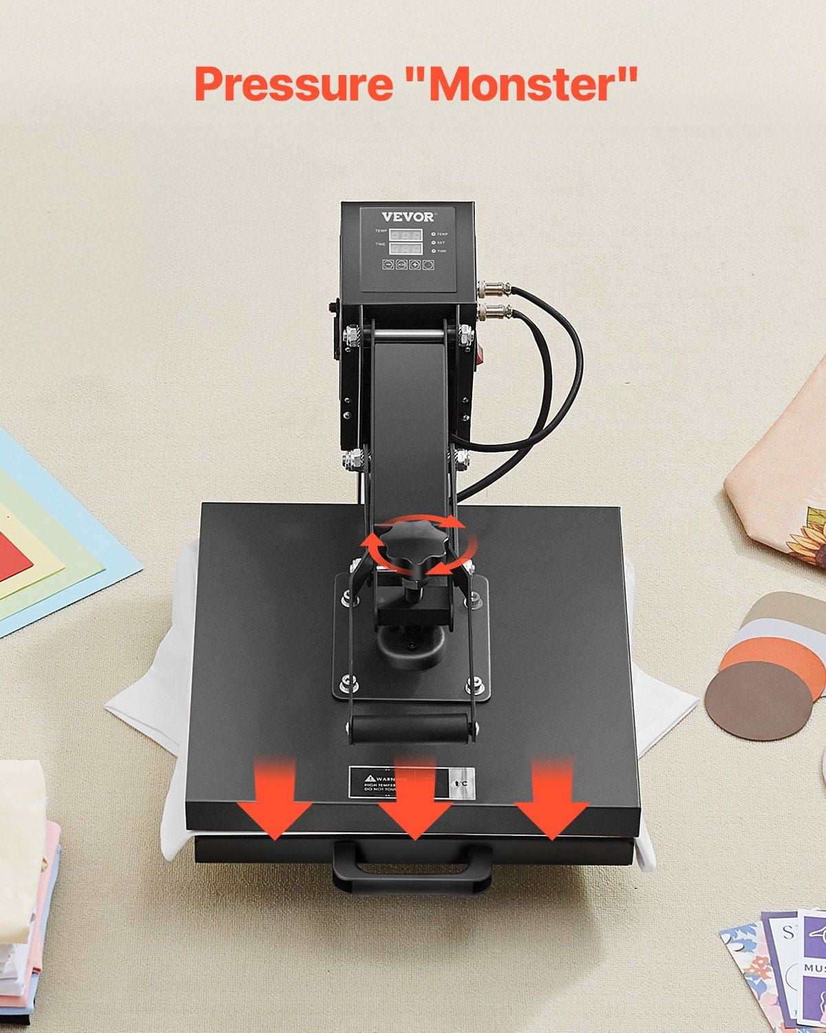 Heat Press Machine 15x15 Inch Sublimation Transfer Printer with Digital Control, Adjustable Pressure, Teflon Coated Plate, Dual Heating System, for DIY T-Shirts, Bags, Pillows, and Flat Items