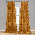 thumbnail image 5 of Ambesonne Rhombus Print Curtains, Aztec Layout Zigzags, Pair of 28"x84", Orange and Multicolor, 5 of 5