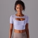 thumbnail image 3 of Top corto de malla para Fitness, camiseta de manga corta para entrenamiento de Yoga, Top ajustado para mujer, Pilates, correr, deporte y entrenamiento, camisetas de gimnasio, ropa deportiva, 3 of 5