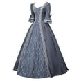 thumbnail image 1 of Women'S Dress Retro Style Solid Color Trumpet Sleeve Long Princess Dress Cosplay S, 1 of 7