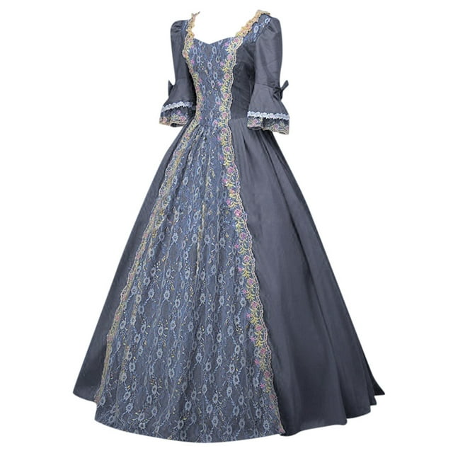 2025 Robe pour Femmes Style Rétro Vêtements Gothiques Femmes Couleur Unie Manches Trompette Vêtements Gothiques Longue Robe Princesse
