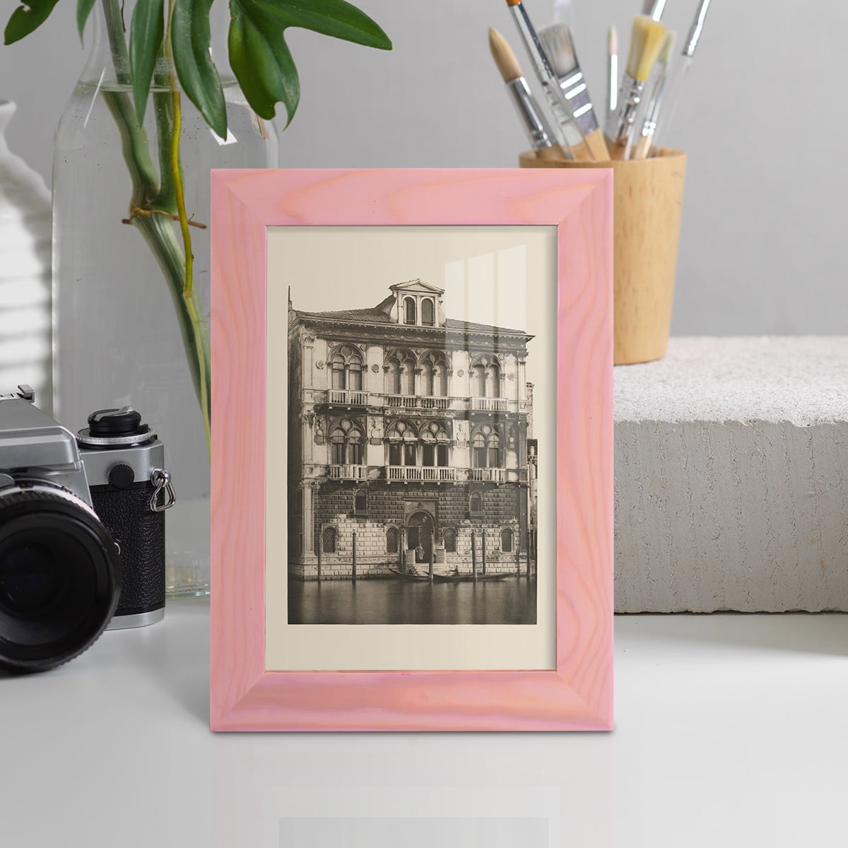 Vintage Views of Venice II - Framed Print w/glass - Sunset Pink