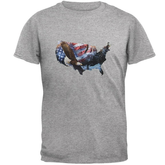 MERICA Est 1776 Eagles Heather Grey Adult T-Shirt - Large