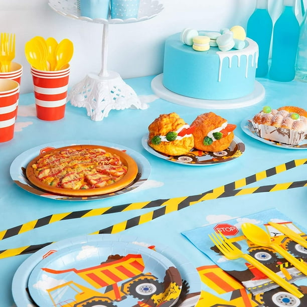 Construction Birthday Party Supplies Serves 8, Cute Kids Truck Party  Decorations, Complete Pack Include Tablecloth, Pre-Strung Banner, Total  58pcs 