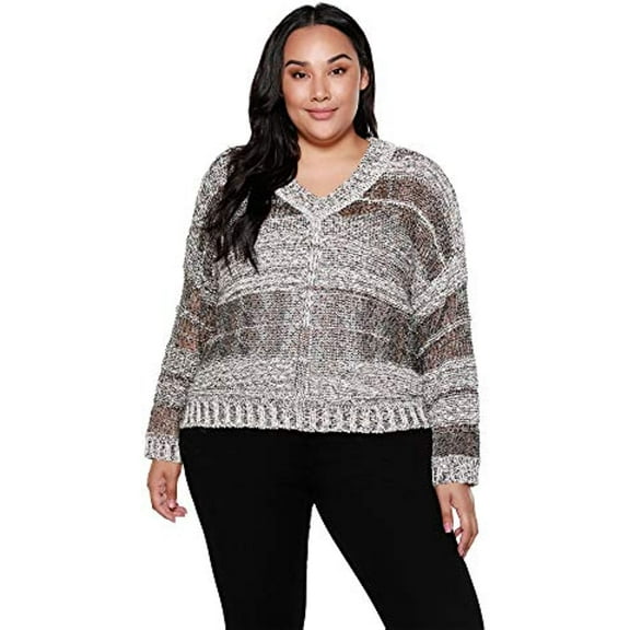 Belldini Long Sleeve V-Neck Open Weave Pullover Sweater Size 3X NWOT