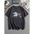 thumbnail image 2 of Camiseta gráfica de manga corta con cuello redondo y estiramiento medio con dibujo de elefante y cerdito informal para hombre, ropa masculina para el verano, 2 of 4