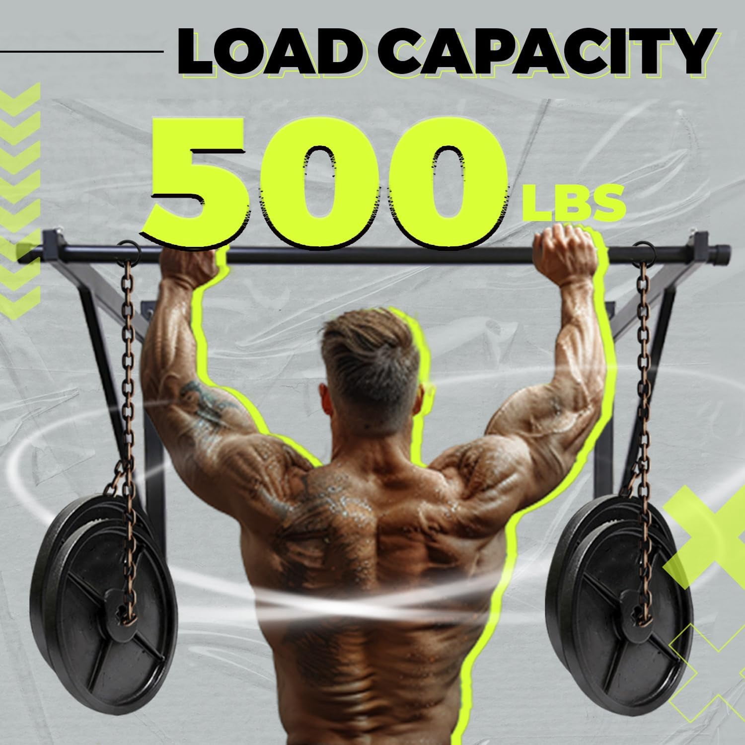 Kojem Pull up Chin Up Bar Gym Workout Fitness Training 50'' Heavy Duty Wall Mounted Home Mount Fitness 500lbs