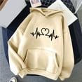 thumbnail image 6 of Pimelu Valentines Day Sweater Women Valentines Hooded Sweater for Women Fashion ECG Graphics Print Oversized Sweatshirts Ladies Long Sleeve Pullover Hoodies Tops with Pocket, 6 of 6