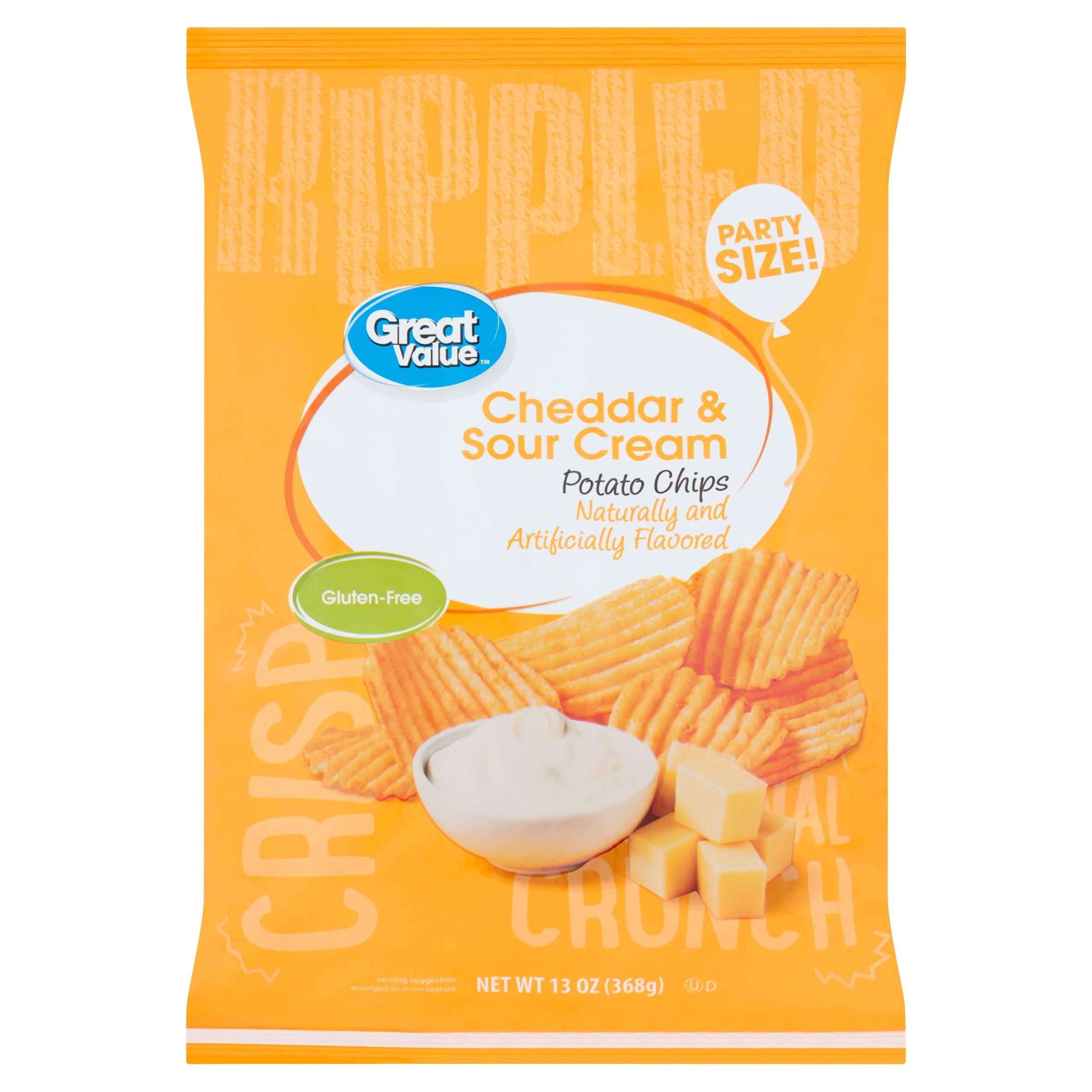Great Value Cheddar & Sour Cream Potato Chips Party Size!, 13 oz