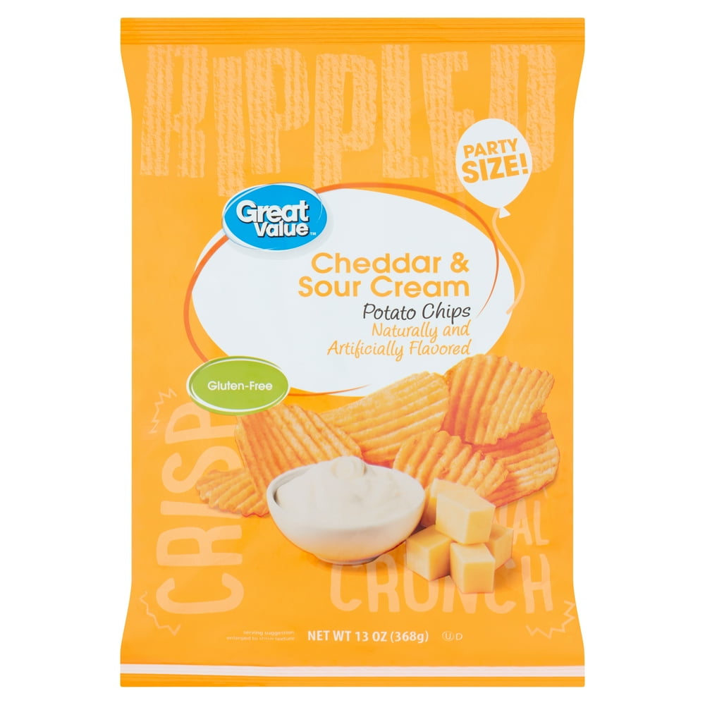 Great Value Cheddar & Sour Cream Potato Chips Party Size!, 13 oz