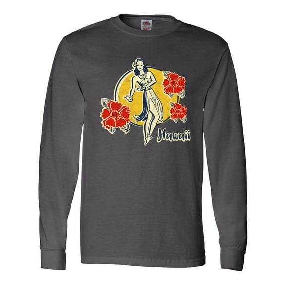 Inktastic Retro Hula Girl Long Sleeve T-Shirt