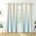 thumbnail image 2 of Nanqianyi Brown and Blue Ombre Blackout Curtains, White Stripe Gradient Color Thermal Insulation Window Drapes for Living Room, Bedroom, 2 Panels 52" Wx96" L, 2 of 7