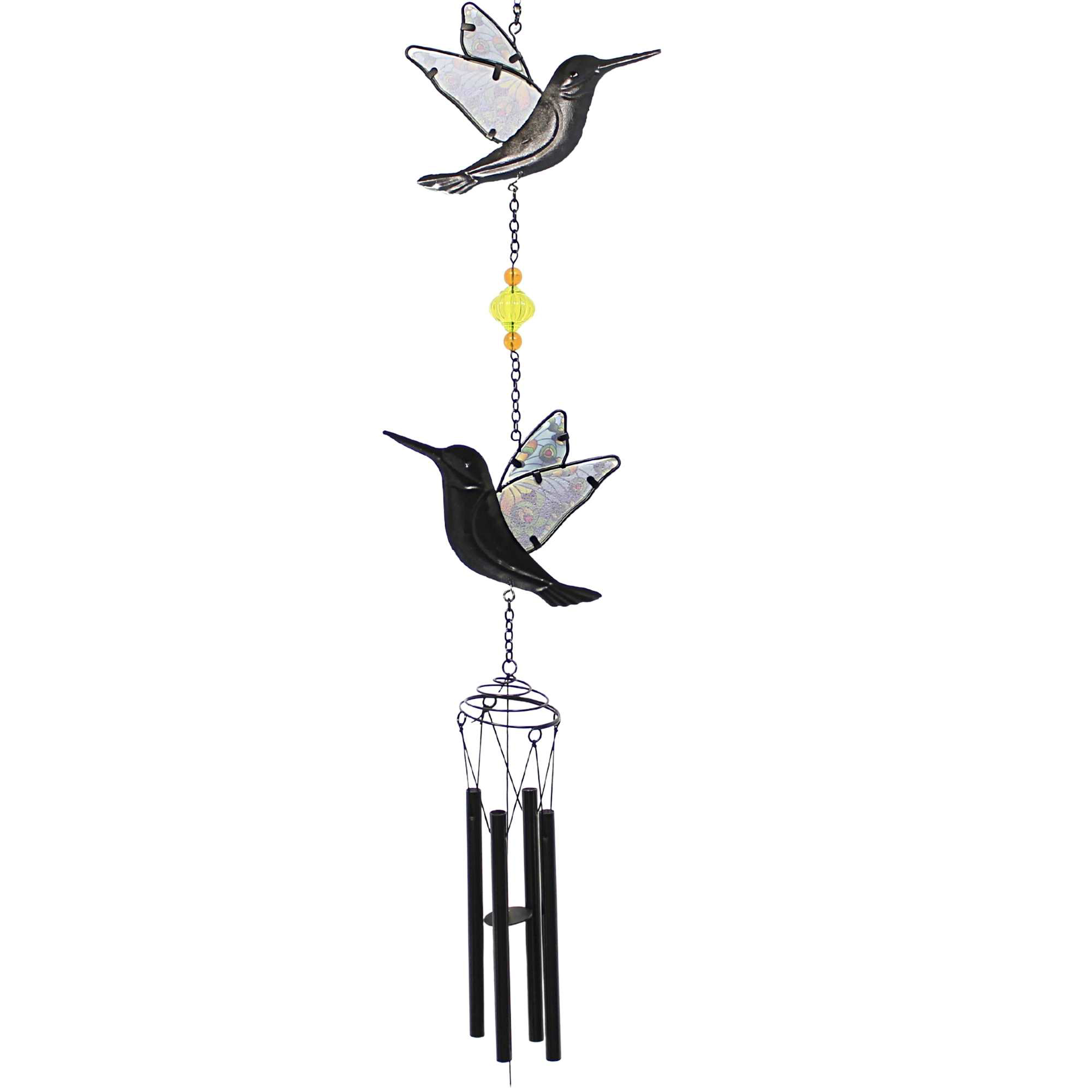 Evergreen 42.00In Garden Friends Wind Chime, Metal, Stained Glass  Outdoor  Spring 2Wc1905 Hummingbird