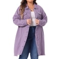 thumbnail image 2 of DARING DIVA Women's Plus Jeans Long Sleeve Long Denim Jackets 2X Purple, 2 of 6