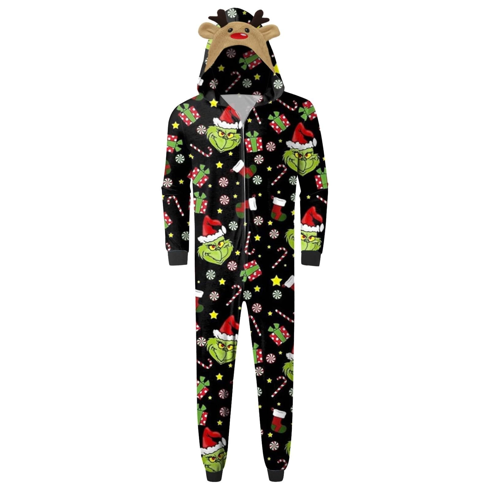 Family Christmas Pajamas Matching Onesies Sets, Grinch Elk Antler