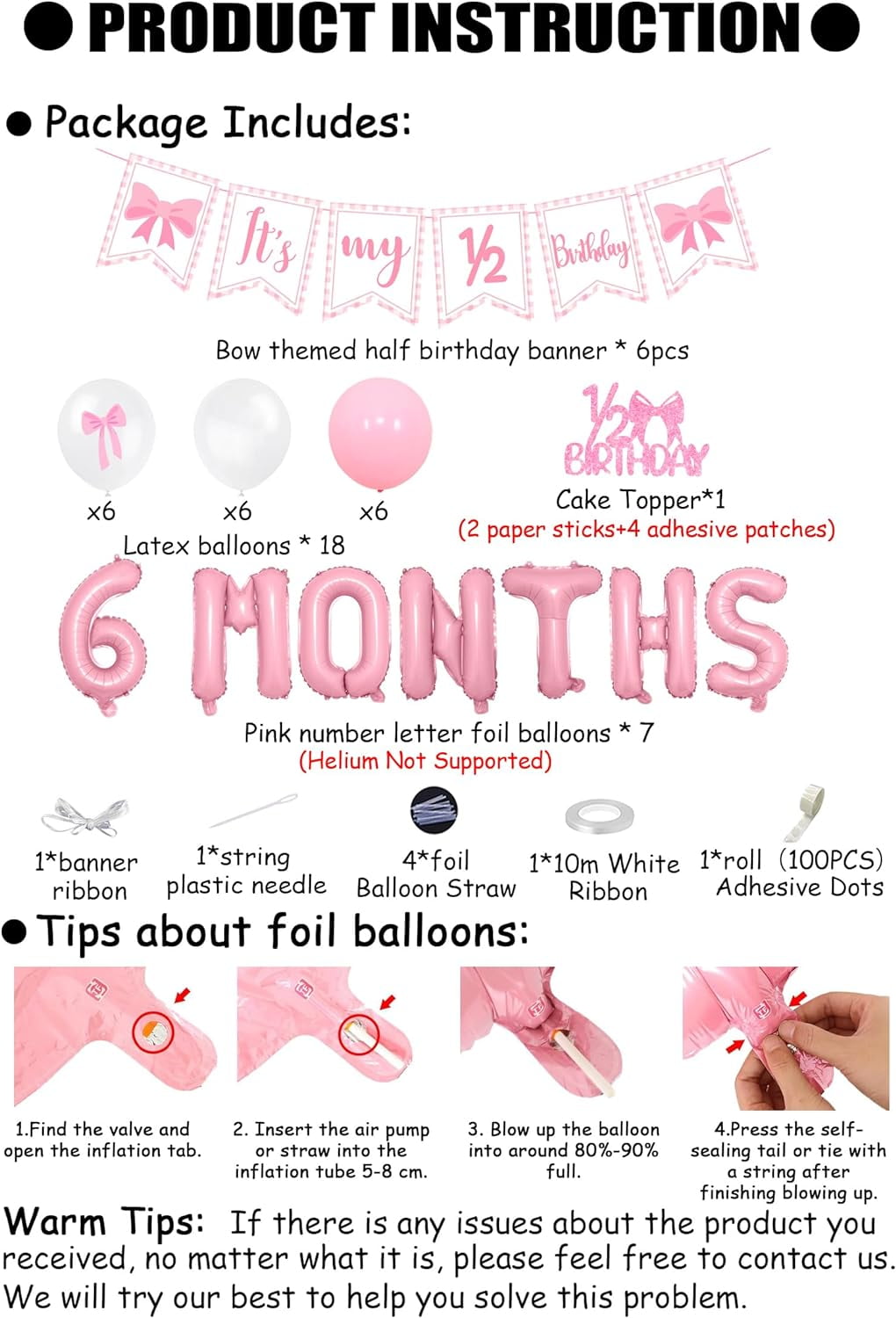 6 Monate Geburtstagsdeko Für Mädchen – Banner, Cake Topper & Ballons In Pink & Gold