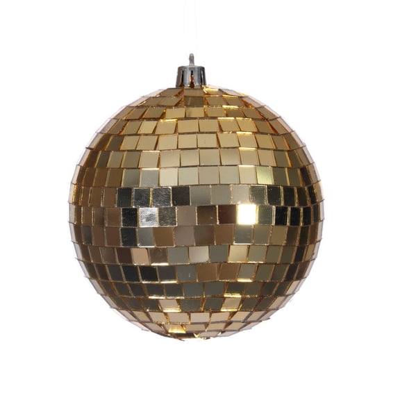 4" Gold Mirror Ball Ornament 6/Bag