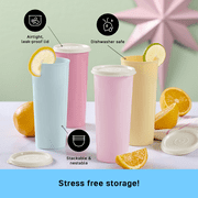 Tupperware 16 oz Plastic Tumbler Set with Lids, Assorted Colors (Set of 12)
