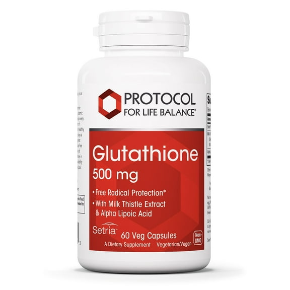 Protocol Glutathione 500mg - Milk Thistle, Alpha-Lipoic Acid - 60 Veg Caps
