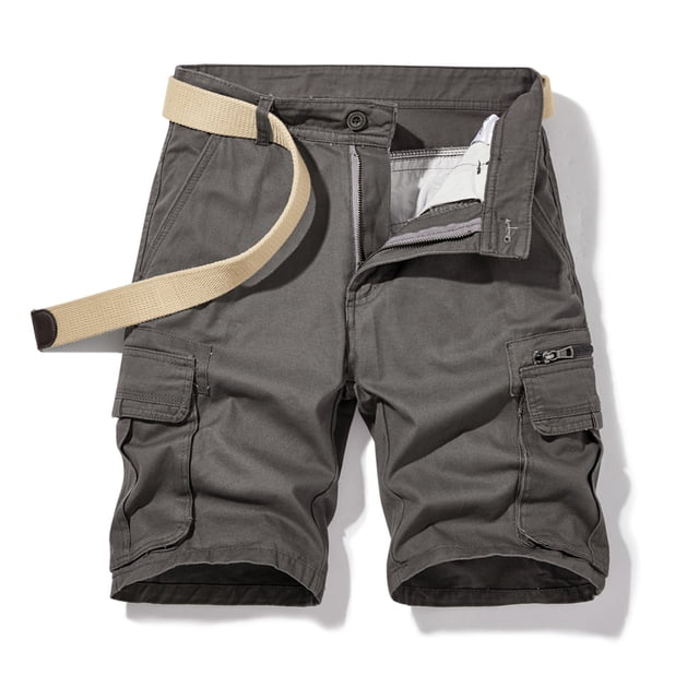RXIRUCGD Mens Shorts Men Casual Solid Zipper Button Pockets Cropped Cargo Shorts