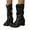 Black, variant on Women's Mid Calf Western Boots Cowboy Cowgirl Slouchy Short Booties Chunky Heel Pull on Dress Outdoor Fall Shoes Purple 11