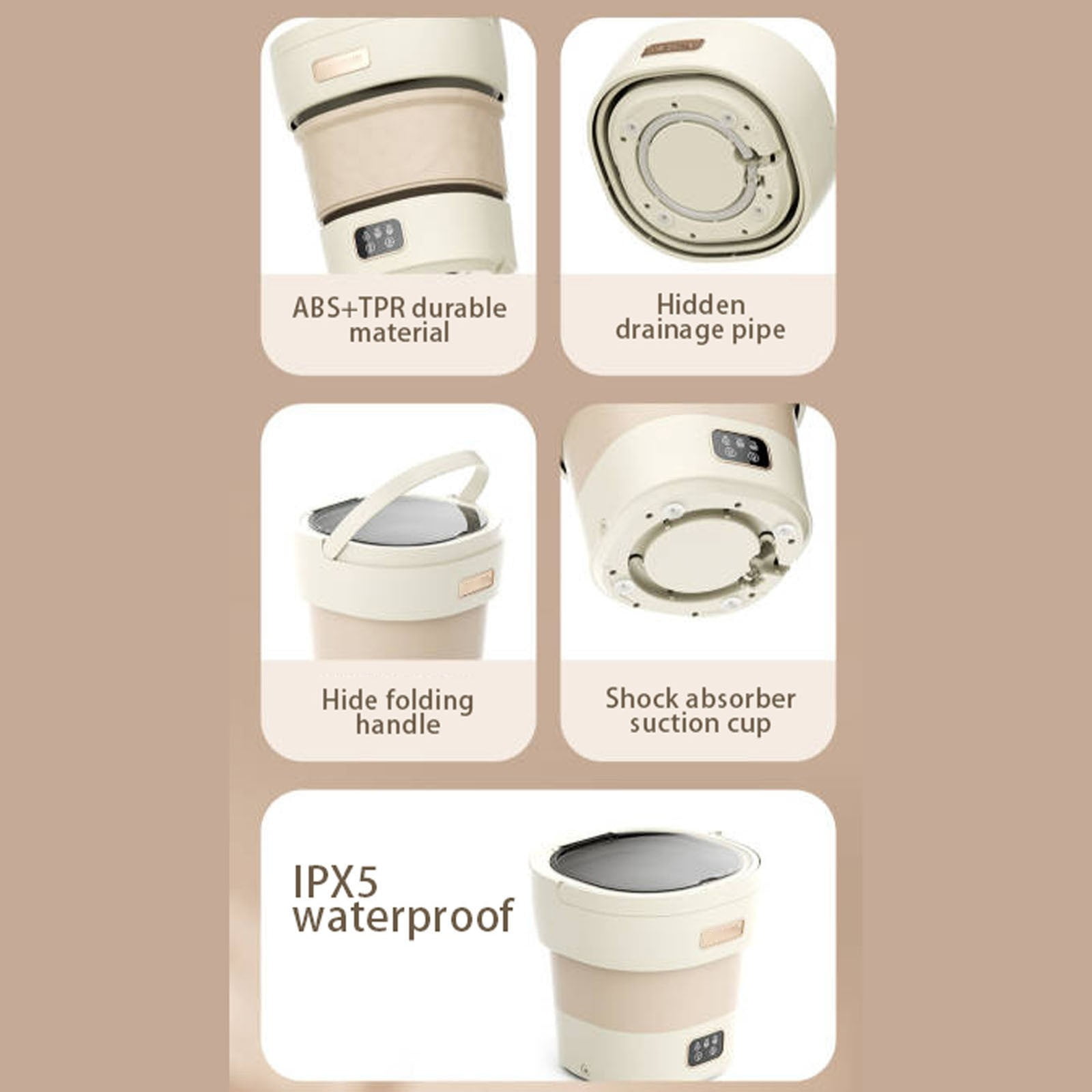 Portable Washing Machine Mini 9L Folding PP Material Underwear Baby Clothes Home Apartments Dormitories