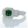 thumbnail image 2 of 2 Carat Princess Cut Trilogy Emerald and Diamond Vintage Halo Engagement Ring on 10k White Gold, 2 of 2