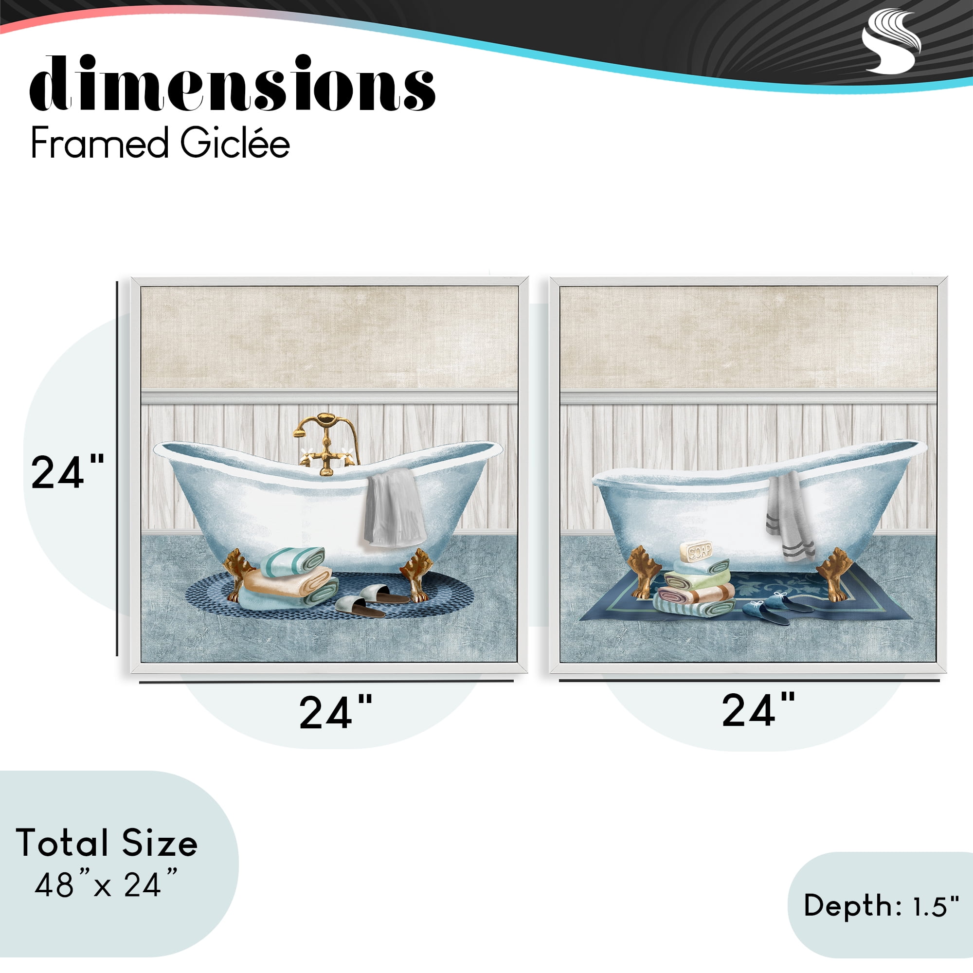 Stupell Industries Cozy Bathtub & Slippers 2 Piece White Framed Giclee Art Set, design by Conrad Knutsen
