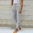 thumbnail image 2 of Kcodviy Women Casual Trousers with Pants Women Casual Short Elastic Waist Solid Color Loose Dress Pants for Women Business Casual Linen Loose Trousers, 2 of 5
