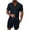Navy, variant on Men Textured Casual Short Sets Solid Short Sleeve Pocket Button Down Shirt Elastic Shorts 2 Piece Outfits Tracksuit