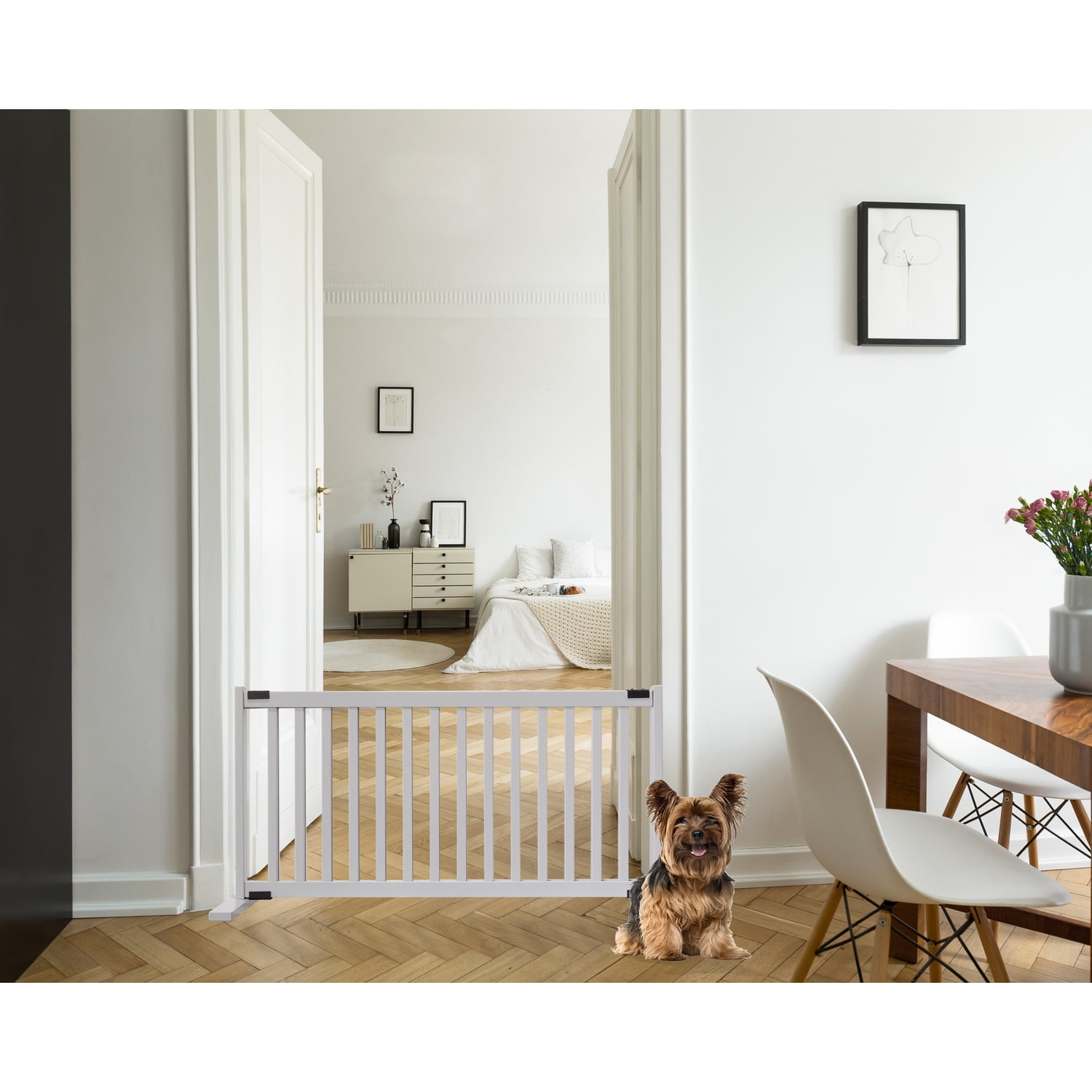 Kensington Series 20" Tall Free Standing Solid Wood Pet Gates are Handcrafted by Amish Craftsman - Large - Pumice Grey