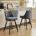 thumbnail image 5 of BENESKY Swivel Bar Stools Set of 2, Modern Counter Height Bar Stools with Back and Wood Legs, 26" H Seat Height Upholstered Barstools Bar Chair for Kitchen Island Home Bar, Linen Fabric Gray, 5 of 8