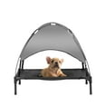 31" Elevated Outdoor Dog Bed with Canopy, Cooling Raised Pet Cot with Removable Sunshade for