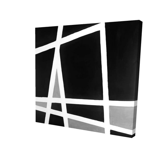 Formes Abstraites Noir et Blanc - Toile 36"x36 Pouces - Impression à la Demande