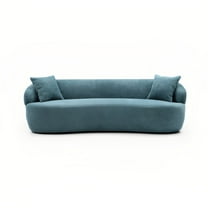 Kevinplus Mid Century Modern Curved Sofa, 3 Seat Cloud couch Boucle sofa Fabric Couch for Living Room, Bedroom,Office,Light Blue